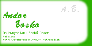 andor bosko business card